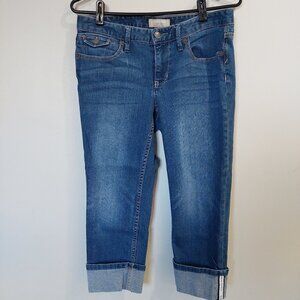 Banana Republic Jeans Cuffed Crop Straight Leg Mid Rise Dark Wash Women’s Size 6